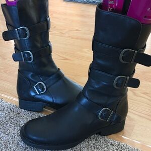 Born Black Triple Buckle Leather Boots